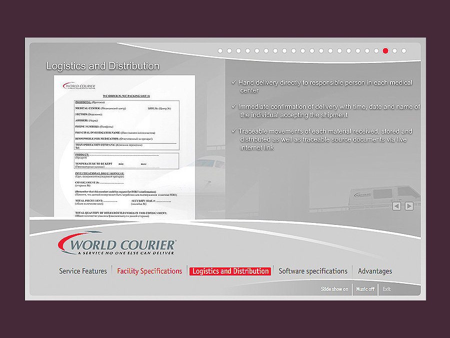 Дизайн интерактивной презентации для "World courier"